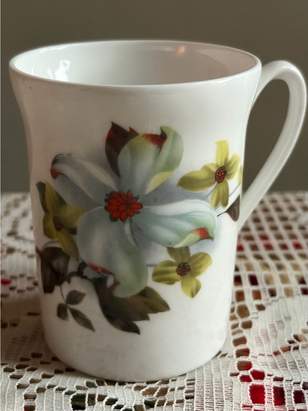 Vintage Royal Windsor Fine Bone China Dogwood Floral Mug - Made in England 1950